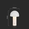 Lampka stołowa nocna V-TAC 1W LED 25cm ładowanie USB ściemnianie biała VT-1047 3000K-6000K 200lm